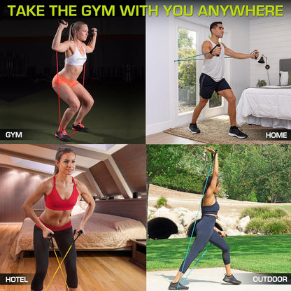 Single Stackable Resistance Bands with Door Anchor and Exercise Guide, 8-12 LB, Heavy Duty Fitness Tube for Full-Body Exercises and Home Workouts